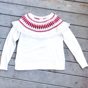 Loft Outlet Fringe Fair Isle Sweater Size Medium